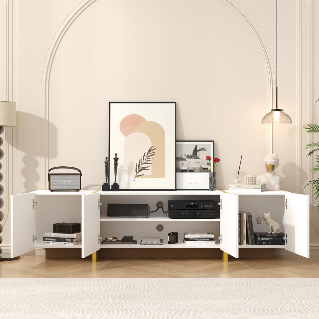 Luxury Fluted TV Stand for 65/70/75 Inch TV, White