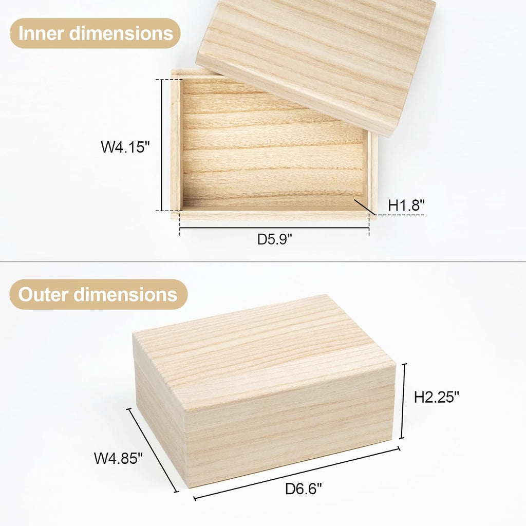 Wooden Keepsake Box for Photos & Memories, Japanese Kiribako Storage for Letters & Postcards, 5.9 x 4.15 x 1.8