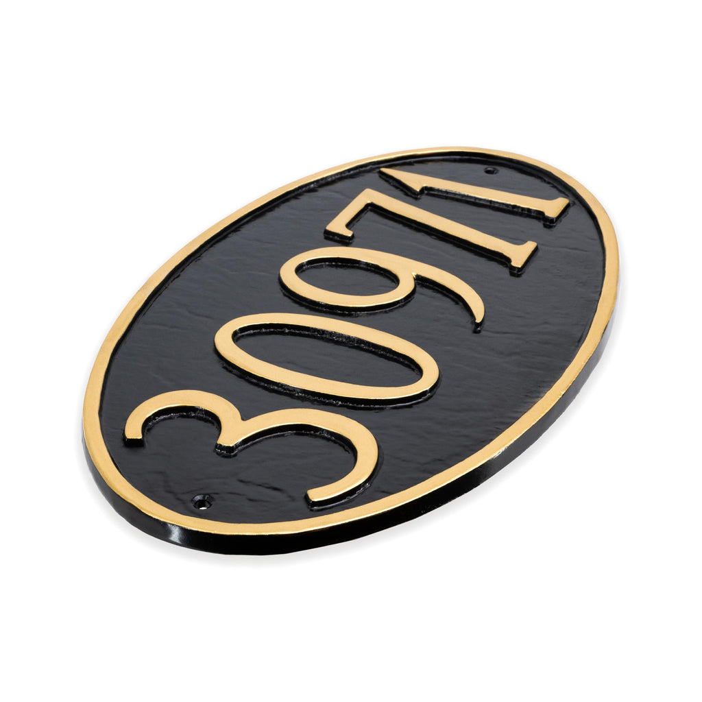 Classic Oval Address Wall Plaque Sign - Custom House Numbers - Wall Mount - Aluminum - Multiple Colors Available