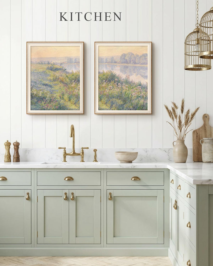 Framed Impressionist River Meadow Flora Wall Art Set, 16×20 Inch