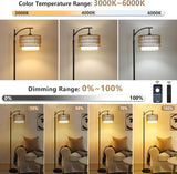 Arc Floor Lamp with 3 Color Temperatures, Farmhouse Floor Lamps with Remote & Dimmable Bulb