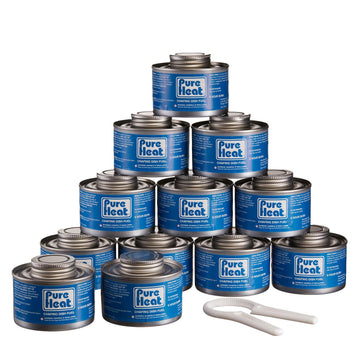 6-Hour Chafing Fuel Cans (12 Pack) - Resealable Burner Fuel - Food Warmer Cans for Chafing Dishes - Canned Heat