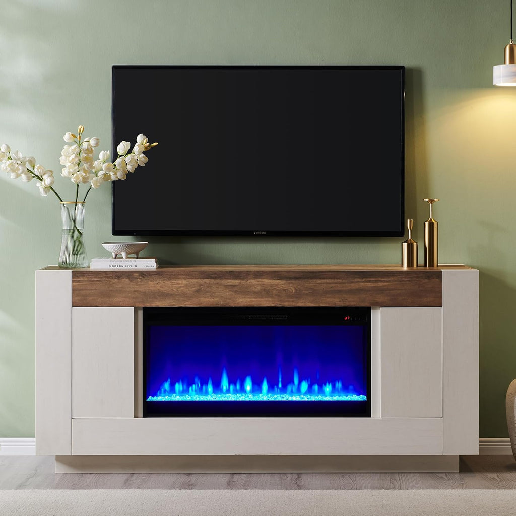Modern 70" Fireplace TV Stand with 36" Electric Fireplace, Entertainment Center for TVs Up to 80", Media Console with