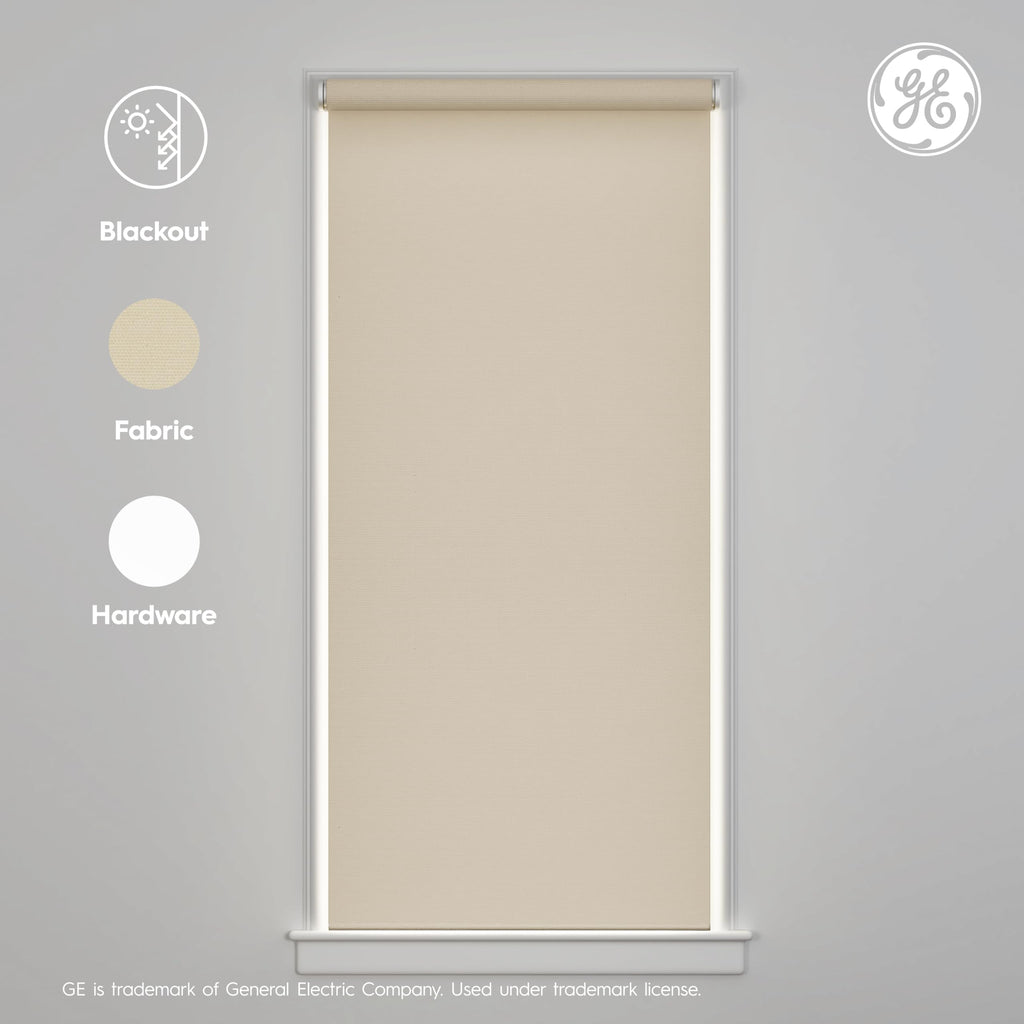 GE Smart Shade Motorized Roller Shade, Beige Blackout, Custom Sized