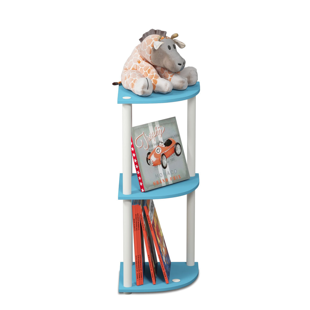 TURN-N-TUBE Corner Shelf, 3-Tier Corner Bookshelf, Display Storage Shelves with Open Shelves, for Organization and