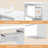 Computer Desk with 6 Drawers, 47'' Home Office Desk with Storage & Keyboard Shelf, White Gaming Desks