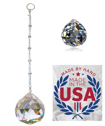 Crystal Suncatcher Rear View Mirror 30mm Hanging Ornament Rhinestone Beaded Design Indoor Window & Home Décor