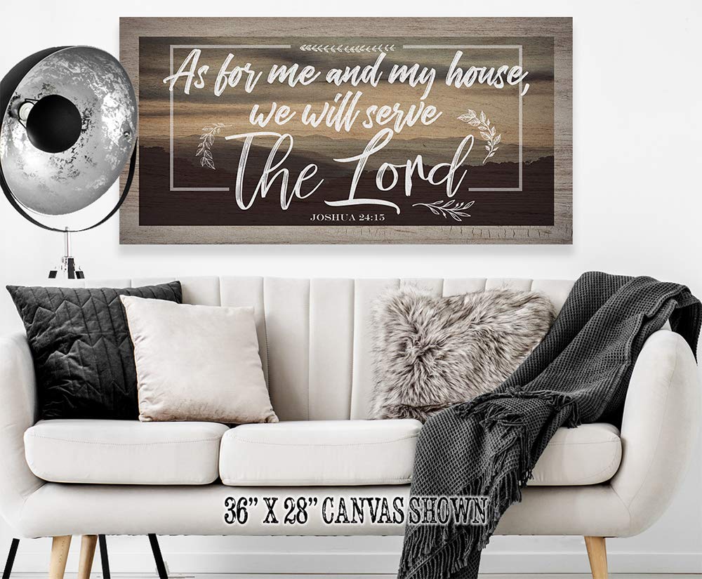 As For Me And My House, 12"x24" Canvas Wall Art (Printed on Canvas, Not Wood), Perfect Above a Couch and Decor, Great
