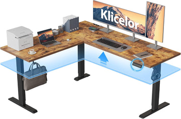 L Shaped Standing Desk 63 x 55 Inch, Electric Height Adjustable Corner Desk Workstation, Ergonomic Sit Stand Computer
