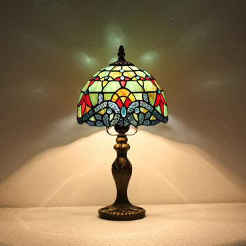 Baroque Style Table Lamp, 8 Inch Stained Glass Lamp, Vintage Small Desk Light, Nightstand, Living Room and Office