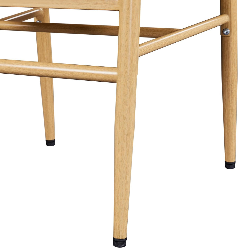 Weave Dining Chair Rattan Chair Metal Armchairs Hemp Seat for Kitchen, Dining, Living Room Set of 2, Wood Color