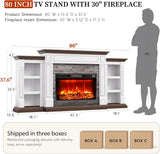 80" Fireplace TV Stand for TVs Up to 90 Inch, Electric Fireplace with Mantel