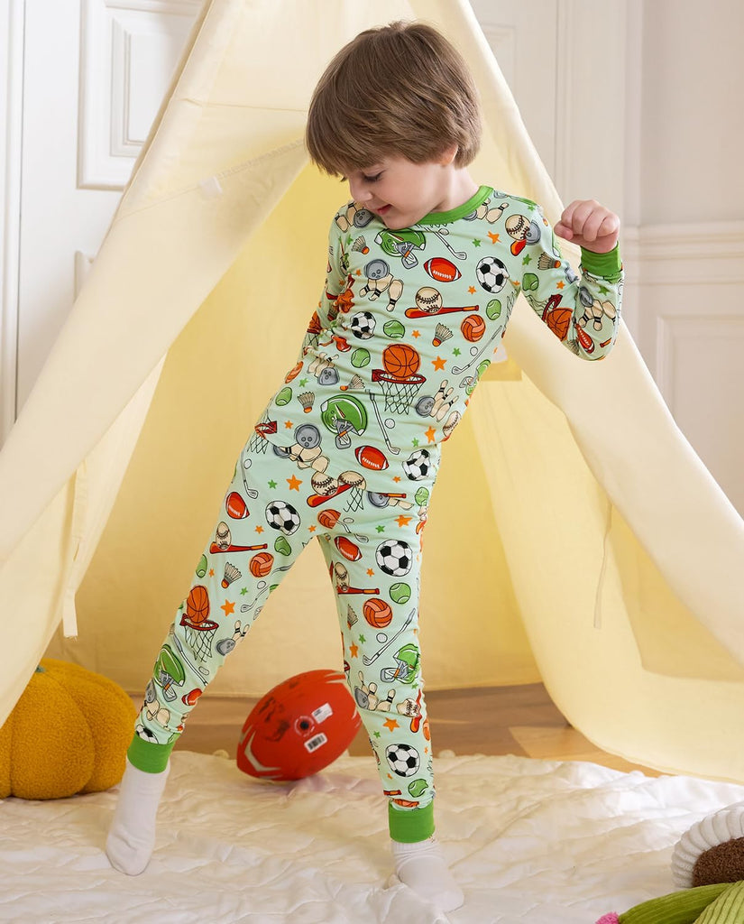 Bamboo Viscose Toddler Kids Pajamas Set, Long Sleeve Boys