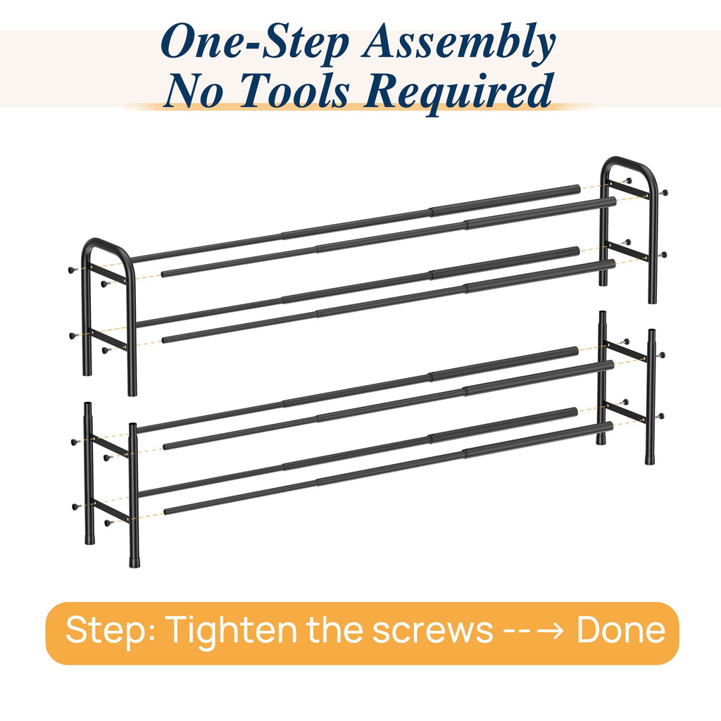 4 Tier Expandable Shoe Rack, Metal Small Shoes Shelf, Black