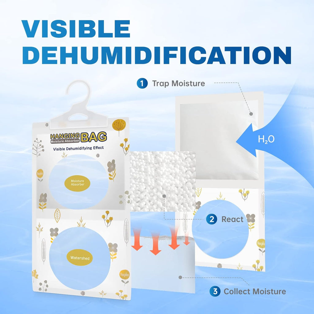 Moisture Absorbers, Hanging Closet Dehumidifier Bags, Humidity Packs, Desiccant