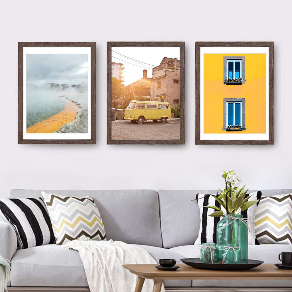12x16 Rustic Picture Frames Solid Wood Display Pictures 11x14 or 8.5x11 Diplomas with Mat or 12x16 without Mat