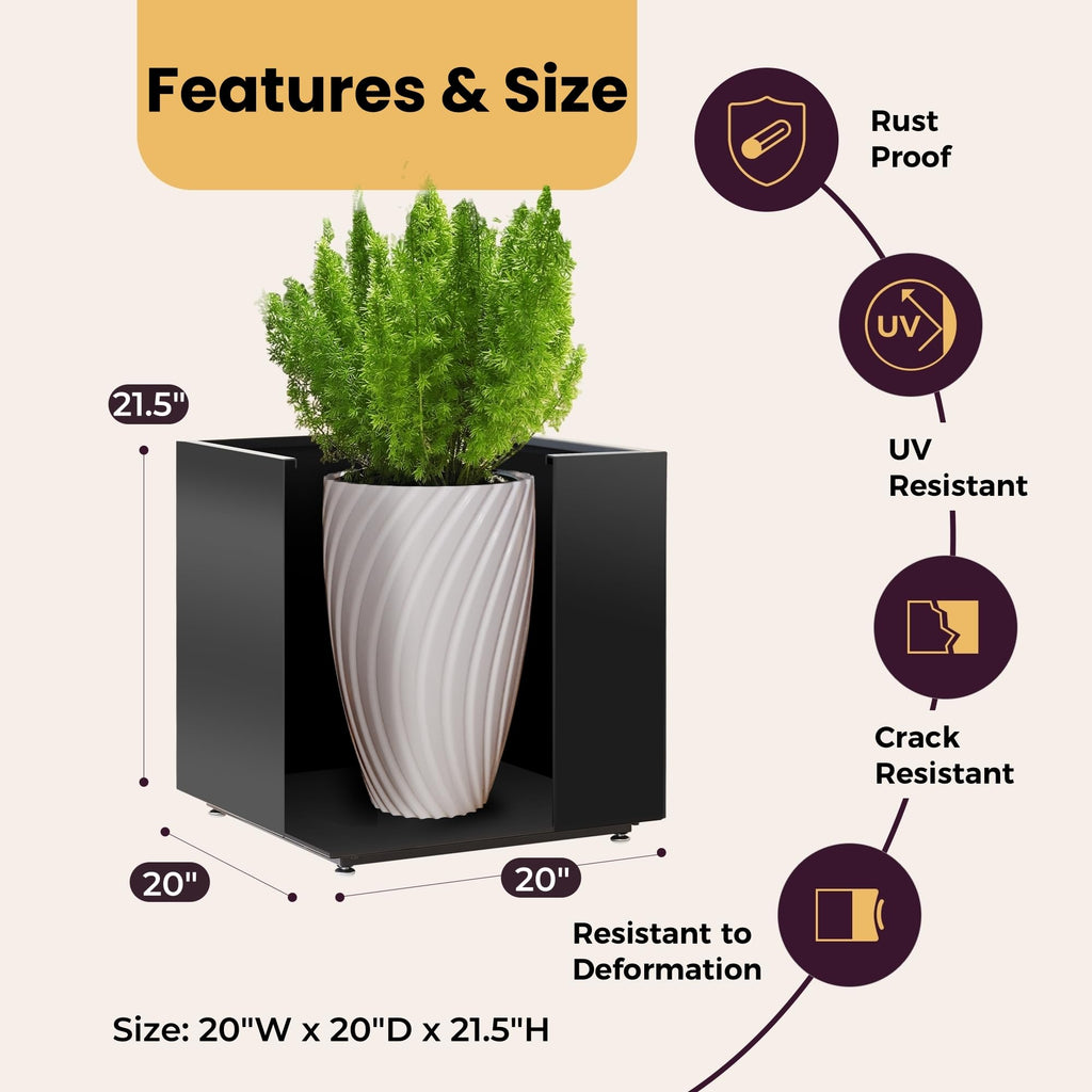 Large Cube Metal Outdoor Planter Box 20Wx20Dx21.5H