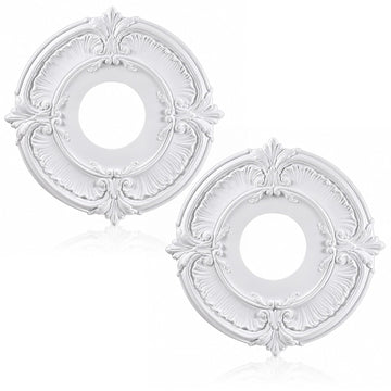 2 Pcs PU Ceiling Medallion Decorative Round Home Lighting