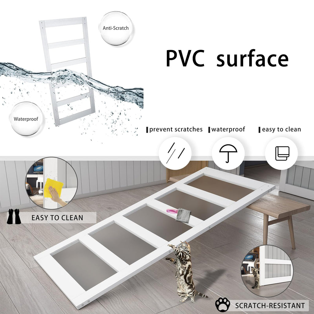 36x84in Glass Barn Door with 6.6FT Sliding Door Hardware, White