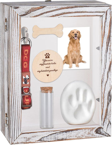 9.8x7.8 Inch Pet Memorial Shadow Box, Tabletop or Wall Display Case with Glass Window, Wooden Keepsake Picture Frame