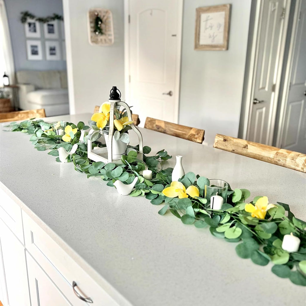 Eucalyptus Garland,Artificial Eucalyptus Leaves Table Greenery Garland Wreath Vines for Wedding Party Table - Set of 36