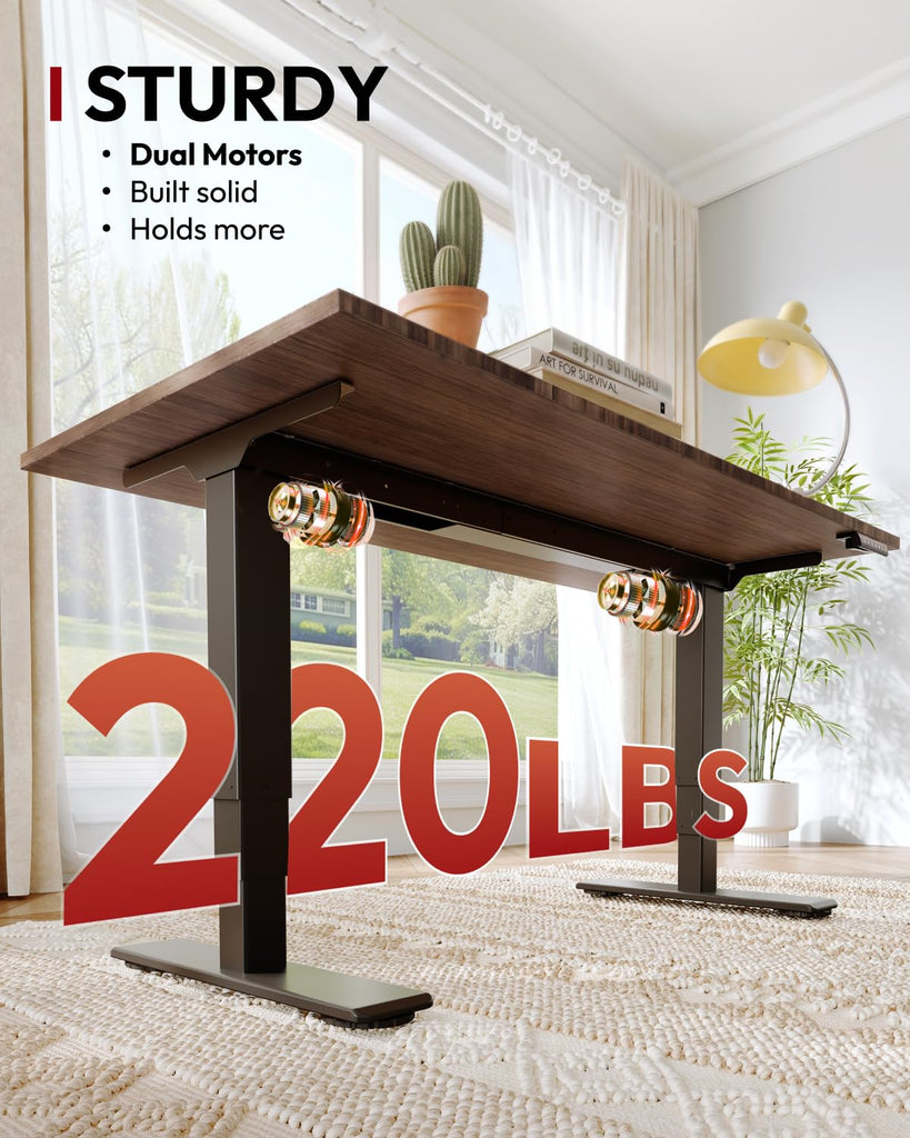 Solid Bamboo Dual Motor Standing Desk, 220 lbs, 72×30