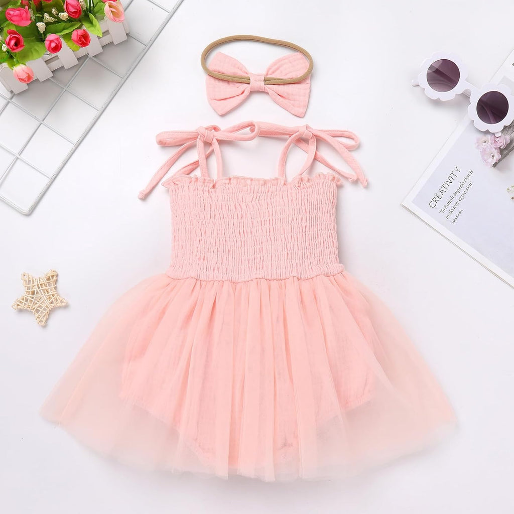 Baby 1st Birthday Girl Outfit Cotton ONE Printed Sleeveless Tutu Jumpsuit Romper Dress Headband 2pcs Summer Clothes