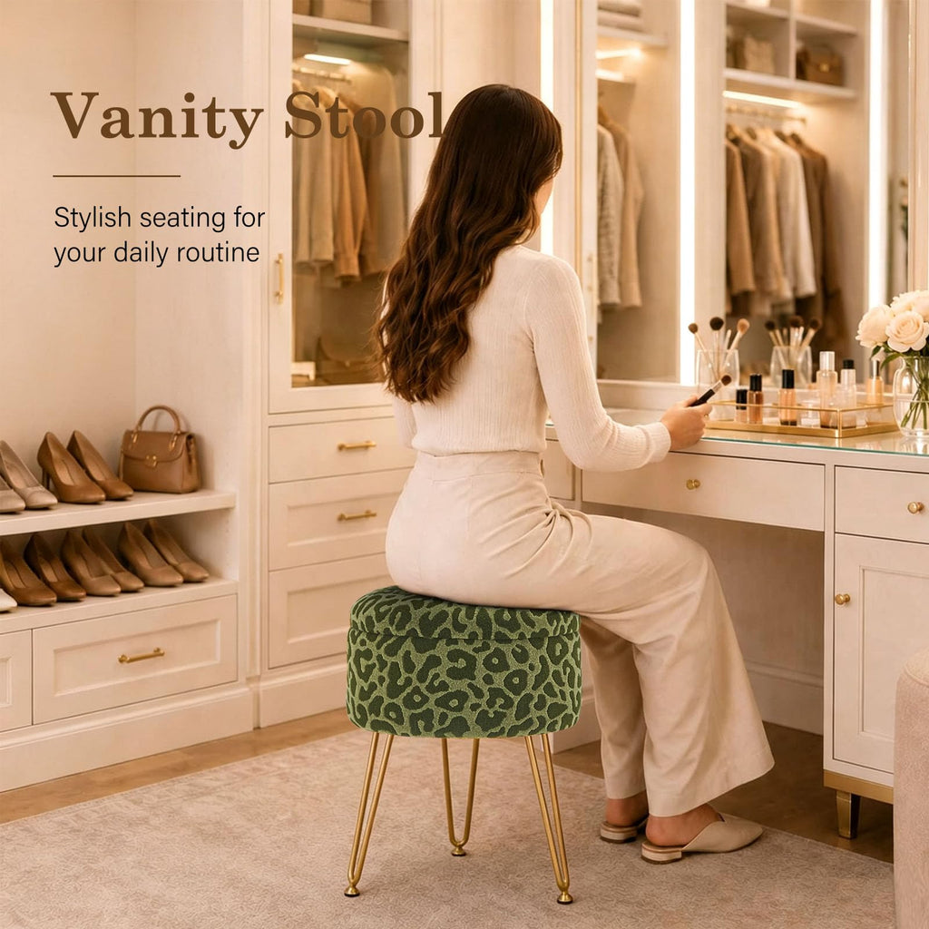 Ottomans Round Ottoman with Storage Footstools Vanity Chair