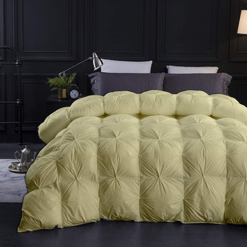 Ivory All Season Down Alternative Pintuck Comforter- California King Size 102 x 96 Inches 1 pc Pinch Pleated