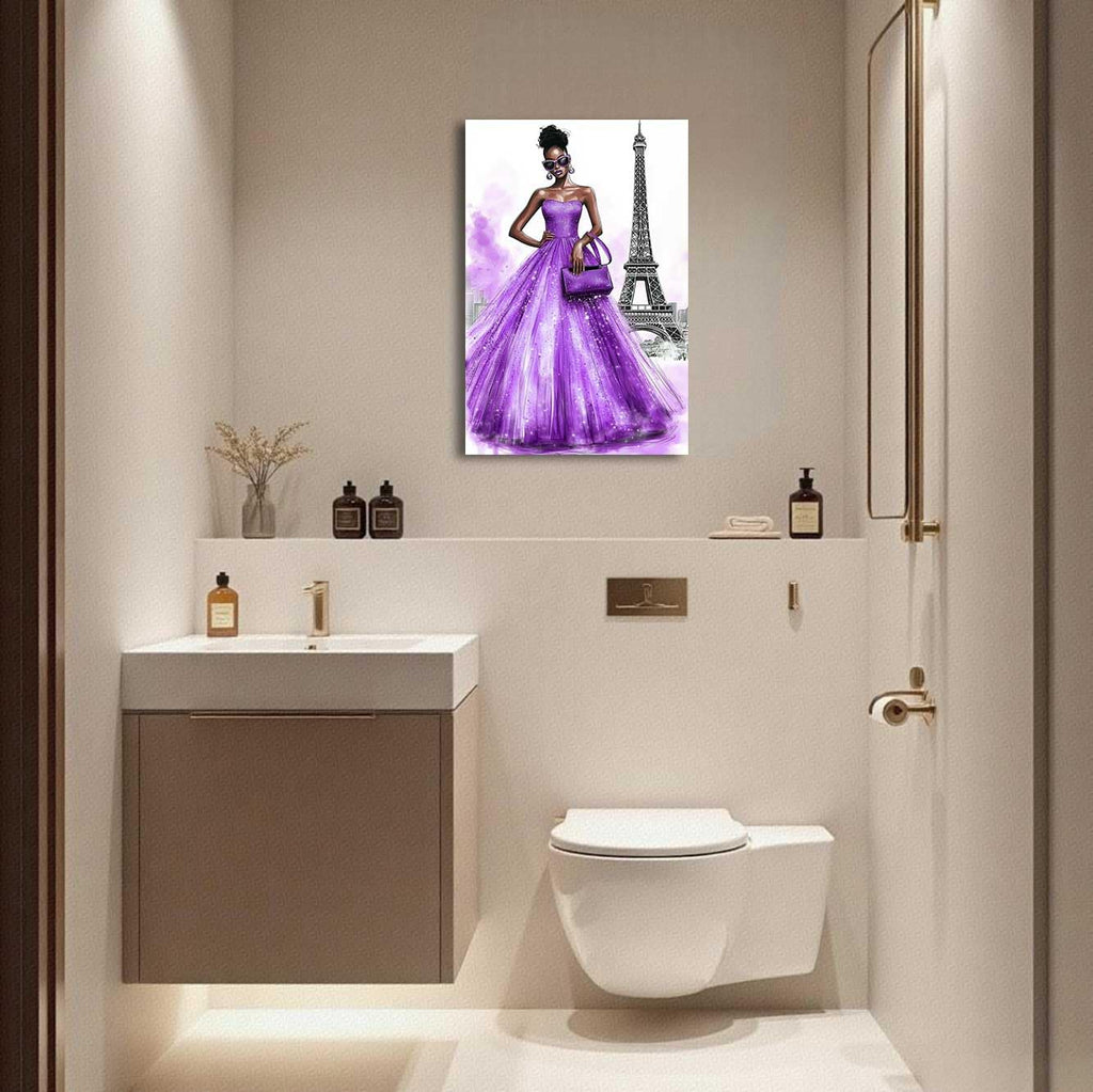 Paris Wall Black Woman Pictures Black White Eiffel Tower Paintings African American Canvas Prints Fashion Black Girl