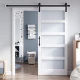 36x84 Inch Glass Sliding Barn Door Slab and 6.6ft Hardware Kit Included, 5 Frosted Glass, LVL Wood P