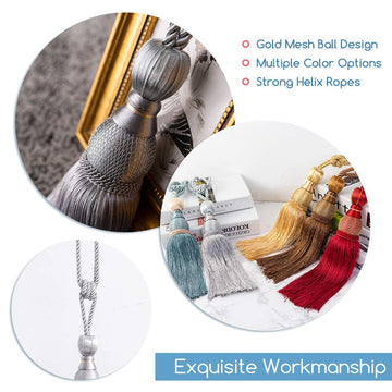 Decorative Curtain Tiebacks Ball Tassels Holdbacks - Home Office Windows Drapery Fasteners Braided Buckle Fringe