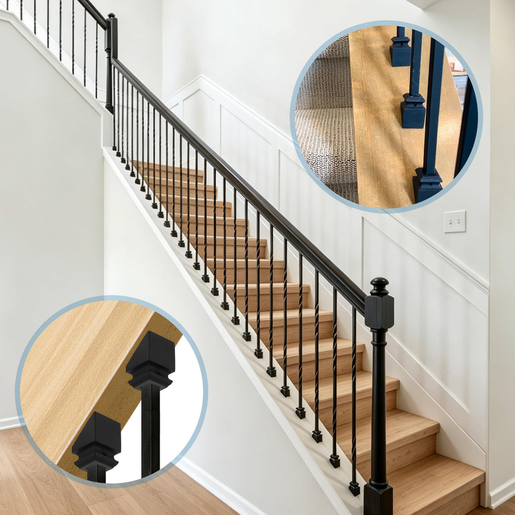 30 Pcs Stair Slant Shoes for 1/2" Square Baluster, Black