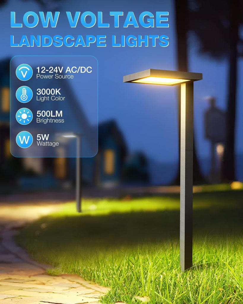 5W 3000K LED Low Voltage Landscape Pathway Lights Black, 8 Pack