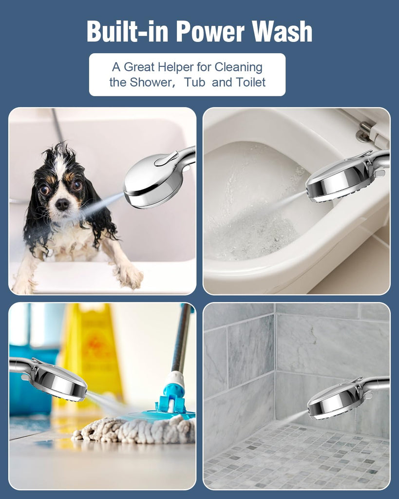 Filtered Shower Head with Handheld, 6 Modes High Pressure Shower Heads with Power Wash Mode and Hard Water Filter