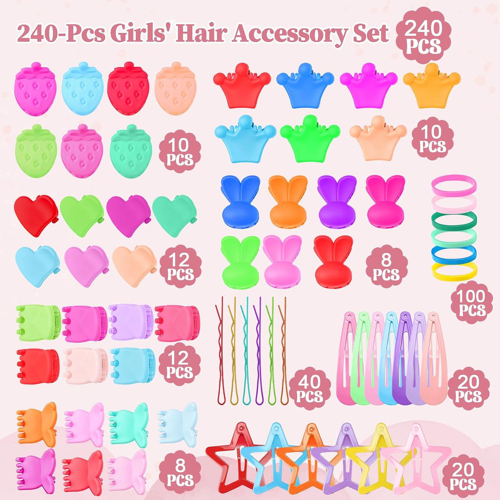 240Pcs Toddler Hair Clips Accessories For Girls Small Barrettes