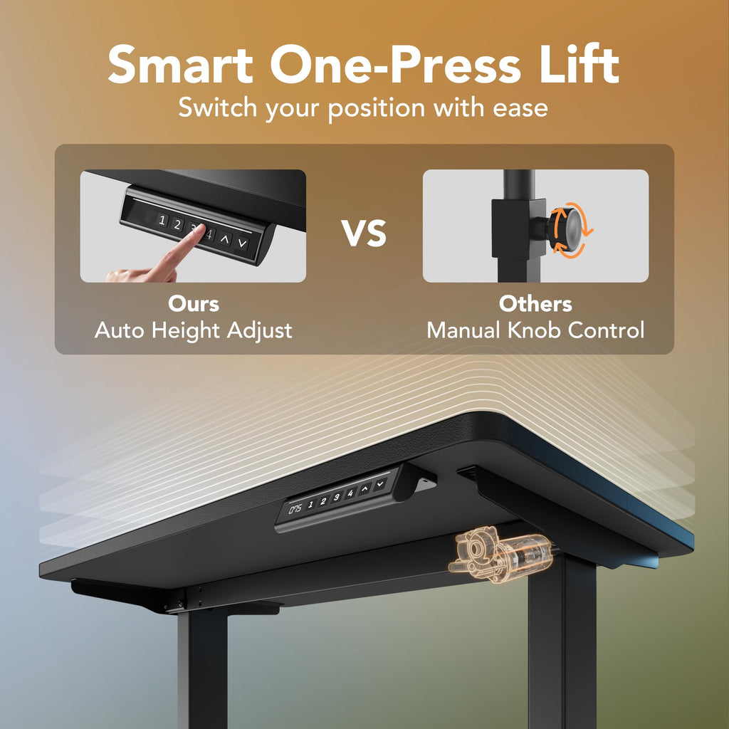 63x28 Inch Electric Standing Desk, Height Adjustable, Black