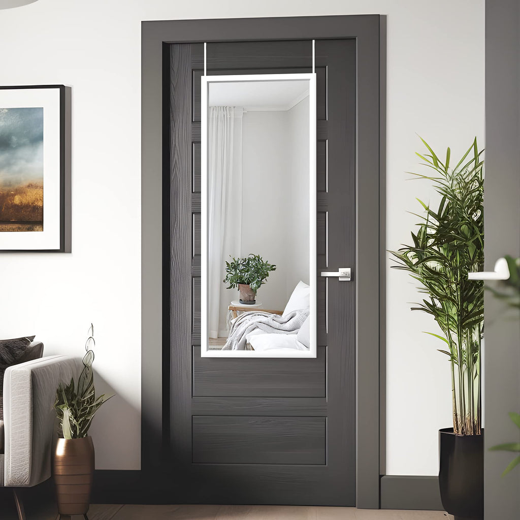 Over The Door Mirror Full Length with Hanging Brackets, or Leaning Against Wall Mounted On Wall, Door, 44''x16''
