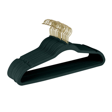 Slim Velvet Gold Hook Clothes Hangers | 100 Pack | Non-Slip| Closet Storage | Organization Durable | Emerald