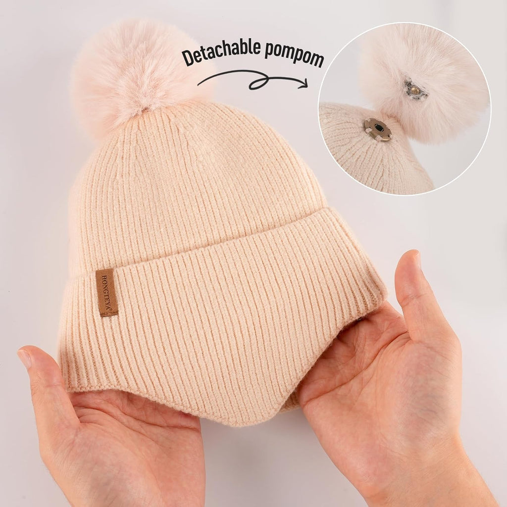 Toddler Girls Winter Hat Gloves Scarf Set Warm Fleece Lined Knit