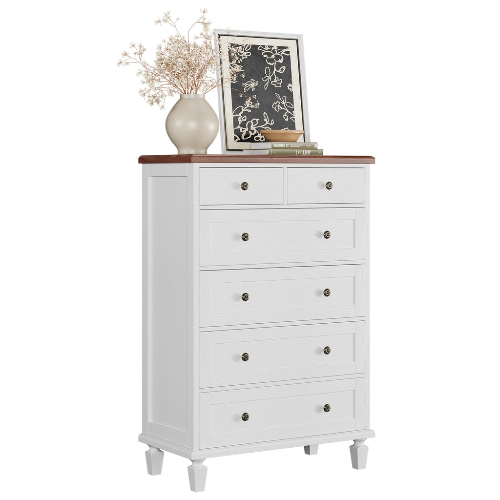 6 Drawer, 47" Vintage, White