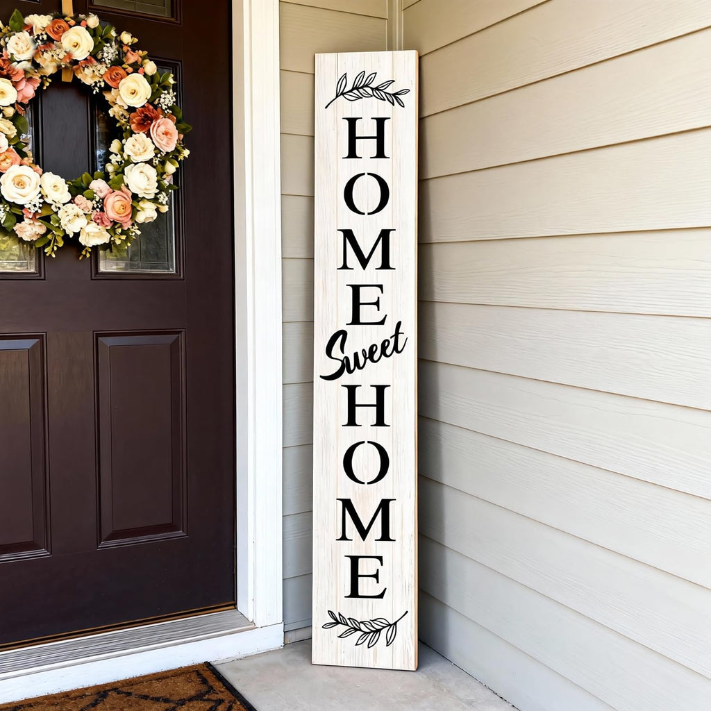 Farmhouse Wooden Welcome Sign Stand for Front Door, 47" Large Home Sweet Home Welcome Sign for front porch, Rustic