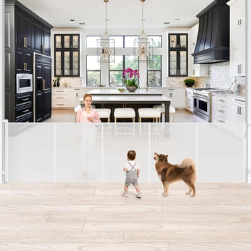Reinforced 42" Tall Baby Gate 120" Wide Retractable Dog Gate Indoor/Outdoor