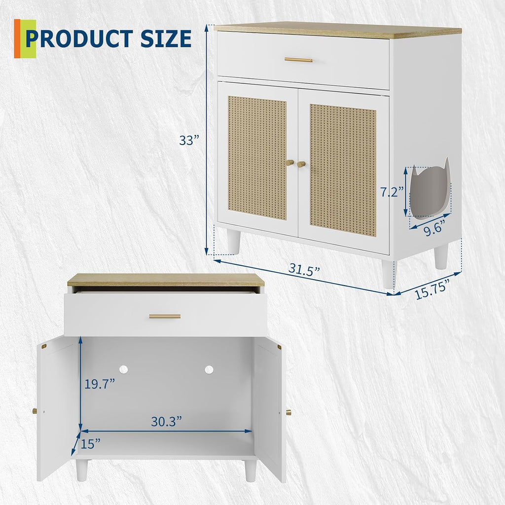 Hidden Cat Litter Box Enclosure Furniture Wooden Litter Cabinet