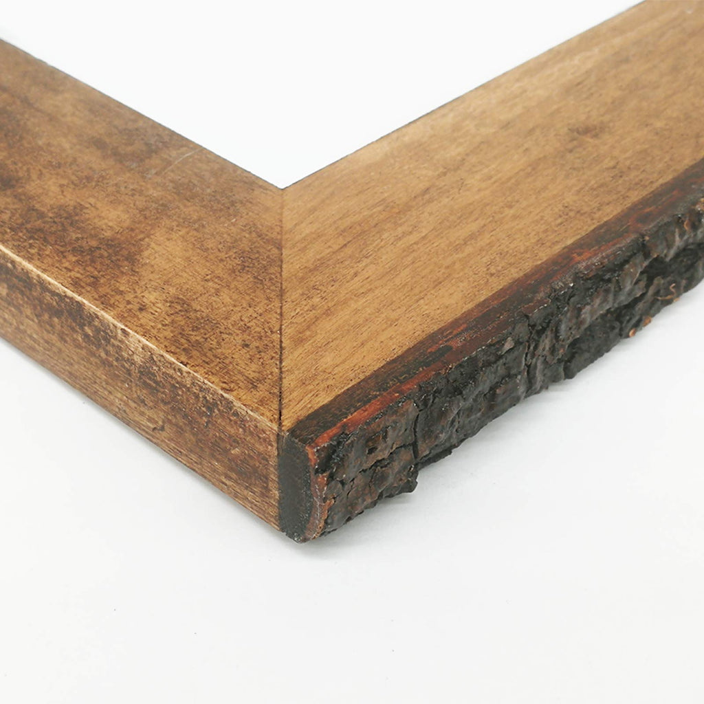 8x10 Picture Frames with Bark Edges, Rustic Wood Photo Frame for Tabletop or Wall Display, Natural Brown.