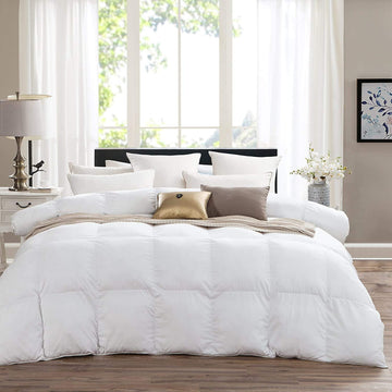 Super Luxurious Goose Down Alternative Comforter, 600 Thread Count 100% Egyptian Cotton Cover, Hard-to-FIND 80 oz