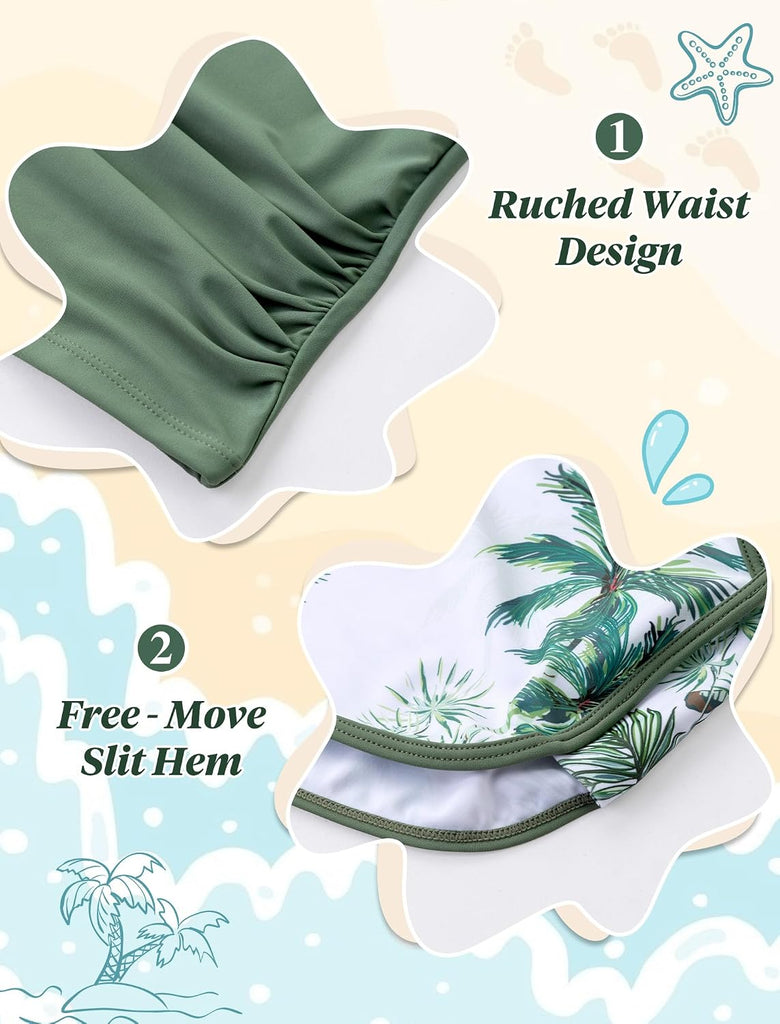 Girls Swimsuit 3 Piece Modest Halter Tankini with Shorts