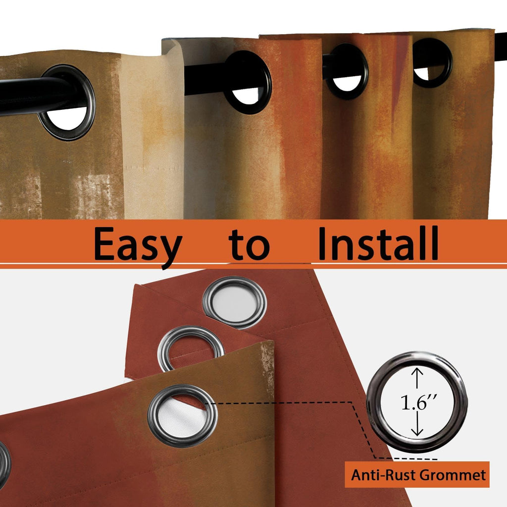 Burnt Orange Abstract Curtains, 26W x 36L, 2 Panels