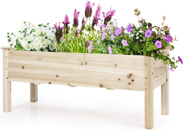 Raised Garden Bed, Elevated Fir Wood Planter Box | for Vegetables, Herbs & Flowers, 47.5" x 17" x 20" for Backyard