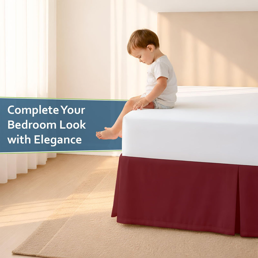 Box Pleated Styling Dust Ruffled Easy Fit Tailored Drop, Luxury Bedding Wrinkle, Fade, Stain Resistant 1800